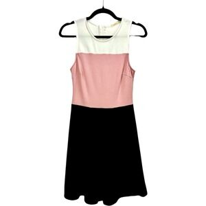 Maitai Color Block‎ Dress – Size Medium Black Pink White Stretchy Casual Knee